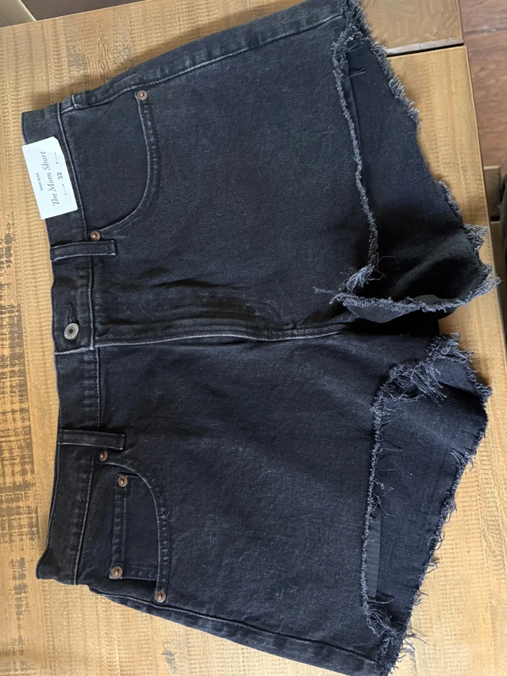 Abercrombie & Fitch Black Frayed Hem Denim Shorts - Picture 1 of 4